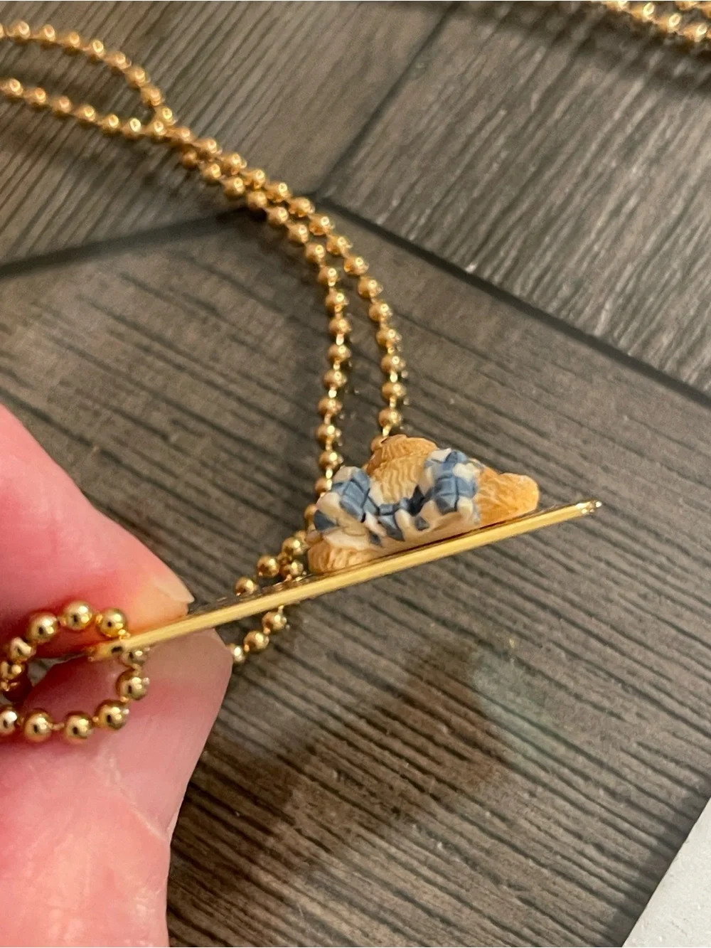 1998 Cherished Teddies Club Membear Ball Chain with Tag Necklace